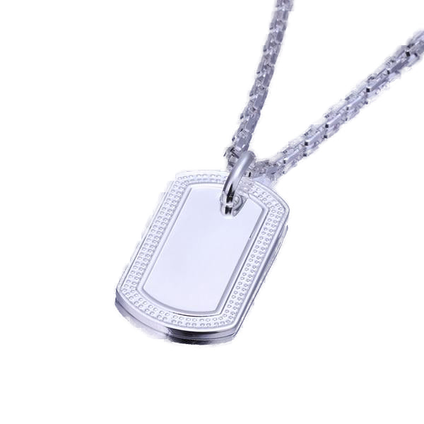 Silver Medal Plate Tag Necklace