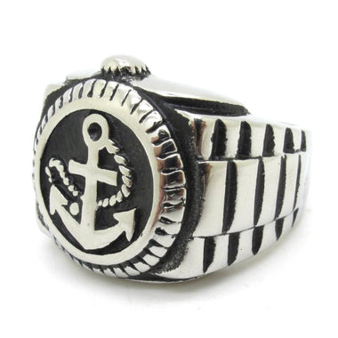 Motorcycle Anchor Signet Ring