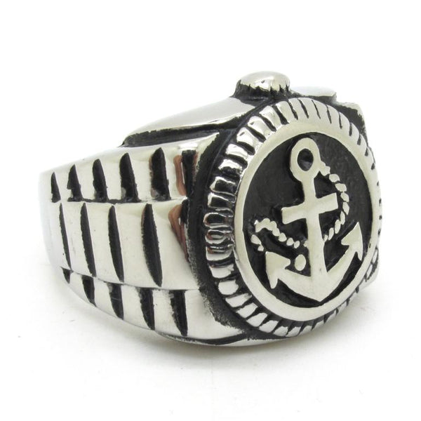 Motorcycle Anchor Signet Ring