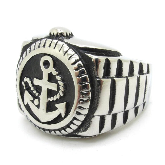 Motorcycle Anchor Signet Ring