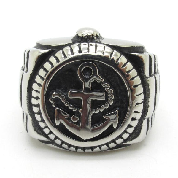 Motorcycle Anchor Signet Ring