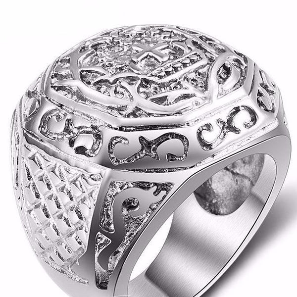 Carved Cross Crown Ring For Men